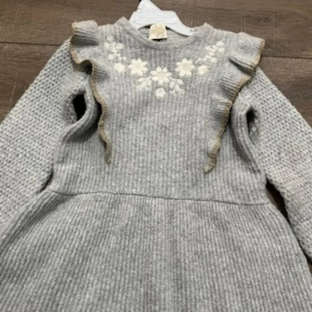 NEW Cynthia Rowley Girls Dress Size 4T Gray Sweater Ruffle‎ Toddler
